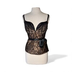 CACIQUE Womens Black Corset Sz 14/16 Dark Coquette Whimsigoth